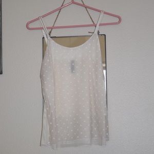 white sheer geometric lingerie tank top